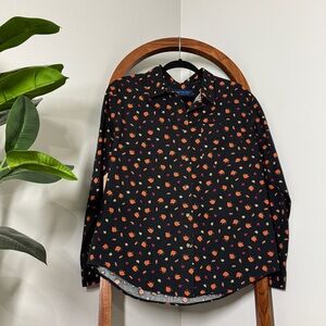 Karen Scott LARGE Black Halloween Print Long Sleeve Button Front Shirt